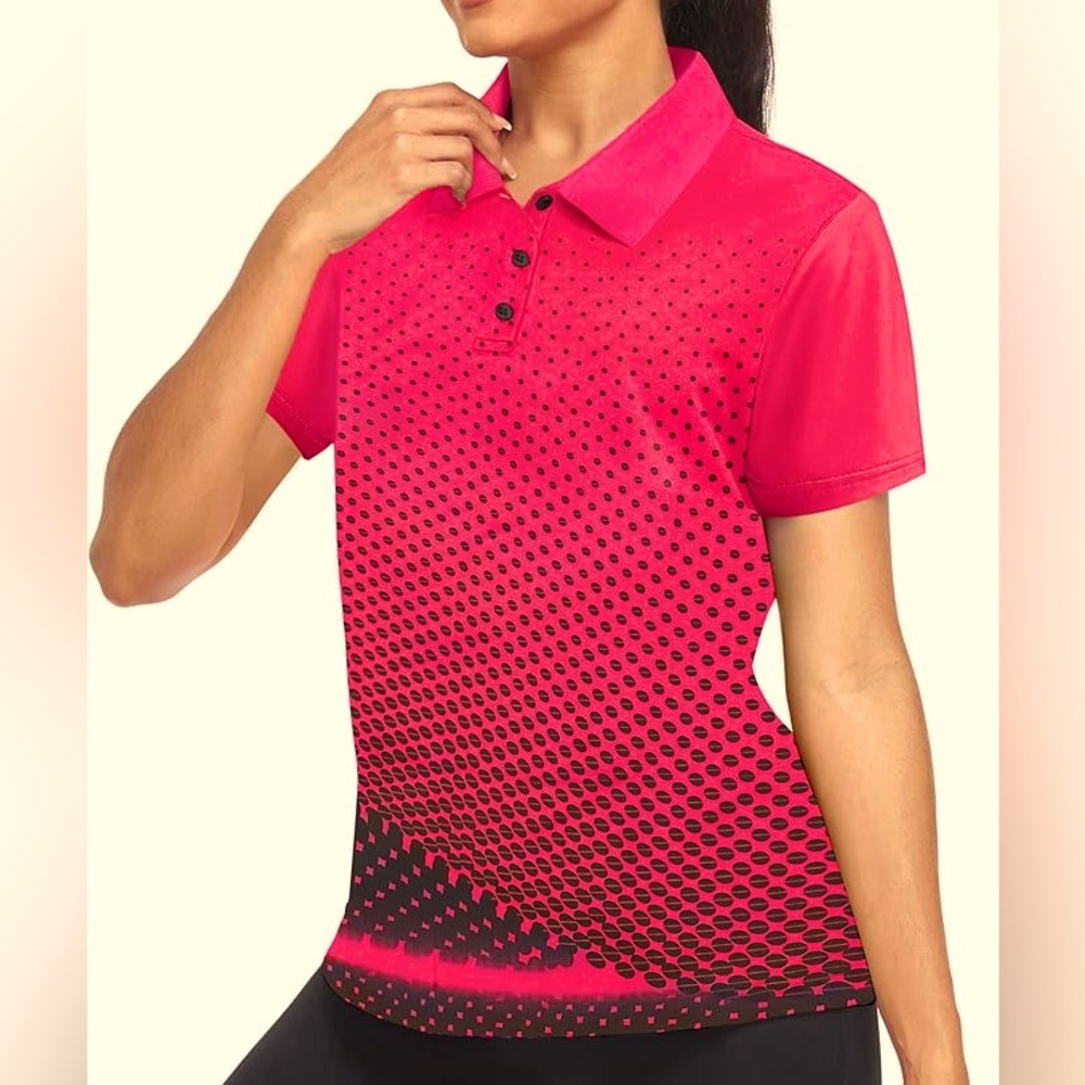 Women's Golf Polo T Shirts Short Sleeve Tennis Athletic Print T-Shirts Size M